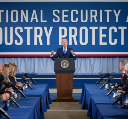 President Joe Biden addresses the press during a conference on blocking the Nippon Steel-US Steel acquisition, emphasizing the importance of national security and protecting American industries.