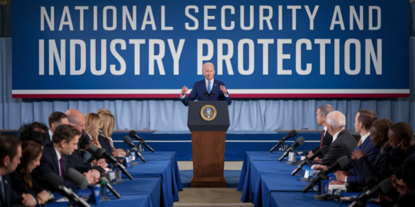 President Joe Biden addresses the press during a conference on blocking the Nippon Steel-US Steel acquisition, emphasizing the importance of national security and protecting American industries.