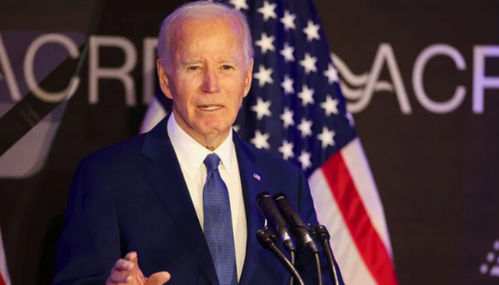 Former U.S. President Joe Biden speaks during a public event. He has recently been diagnosed with aggressive prostate cancer.