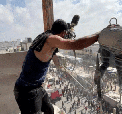 Smoke rises from the Nasser hospital in Khan Younis after an Israeli airstrike in Gaza.