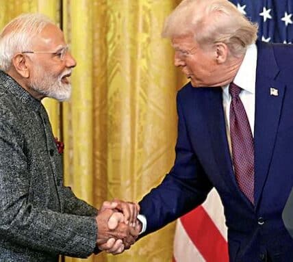 Narendra Modi and Donald Trump during Indo US trade deal meeting at the White House