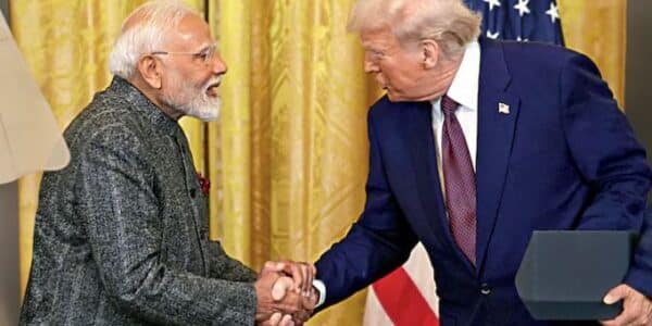 Narendra Modi and Donald Trump during Indo US trade deal meeting at the White House