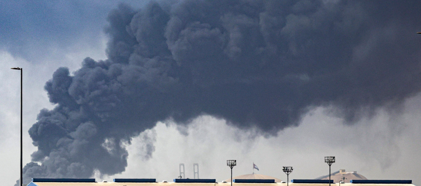 Black smoke rising over Dubai financial district after explosions