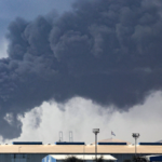Black smoke rising over Dubai financial district after explosions
