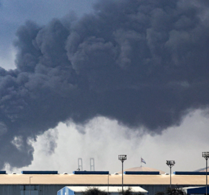 Black smoke rising over Dubai financial district after explosions