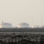 Missile strike damage at Qatar Ras Laffan LNG facility with fire and smoke