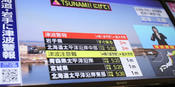 Tsunami warning after earthquake in northern Japan